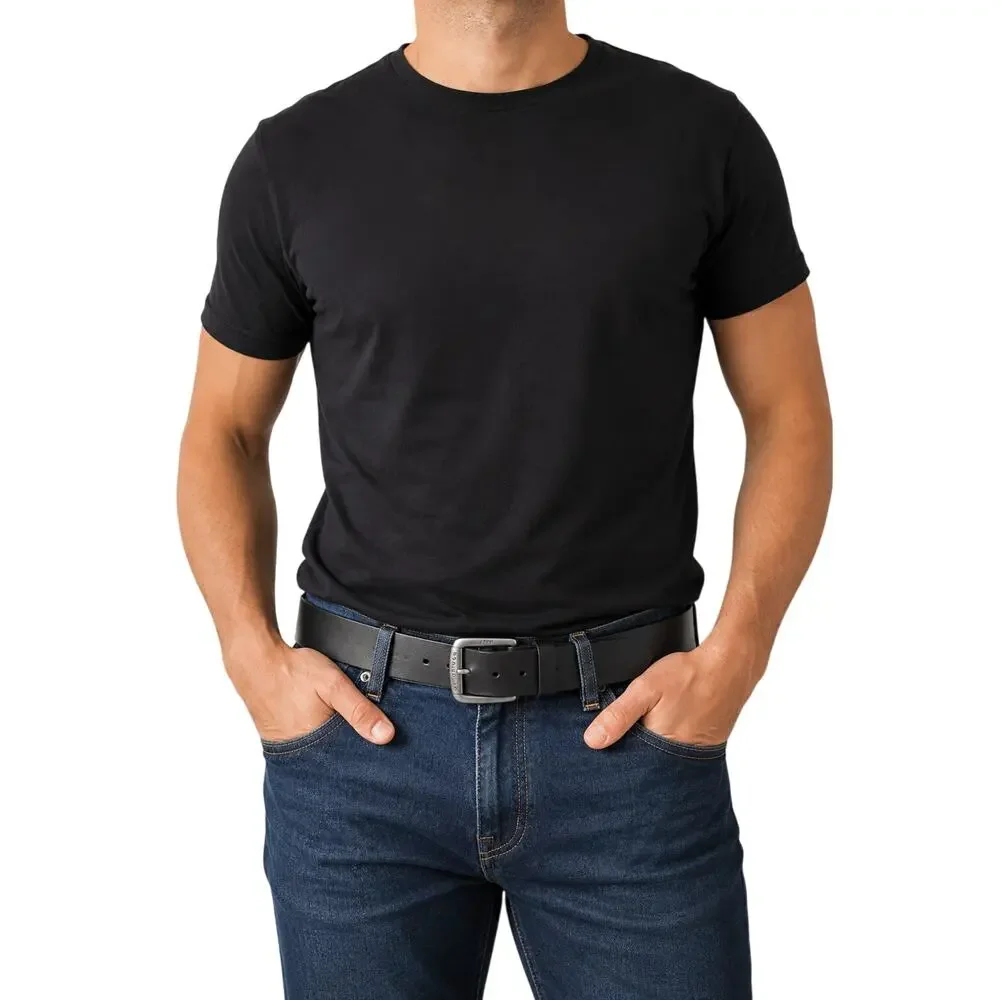 Levi’s Men’s Black Leather Belt XL 42-44 Logo Buckle Made in Guatemala